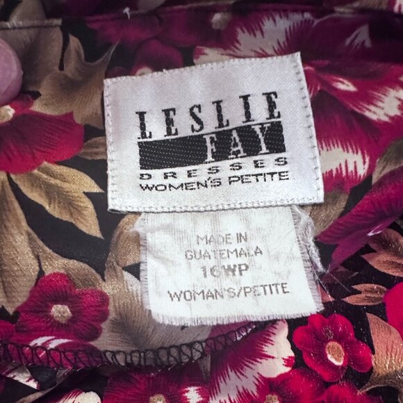 Vintage Volup Leslie Fay Women's Petite Floral Dress Size 16WP - Picture 15 of 15